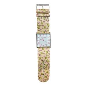 Betsey Johnson BJ2104 Silver/Pink Floral Leather Women's Watch